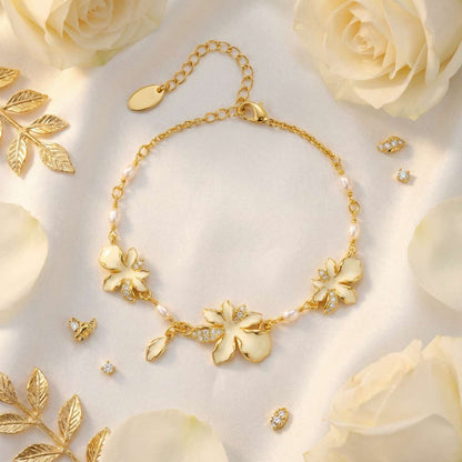 White Iris Flower Bracelet