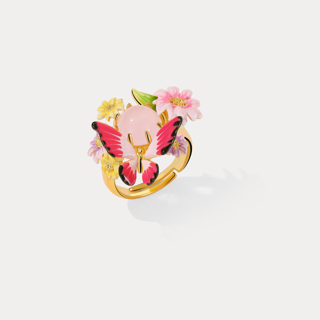 Butterfly Love Flower Ring