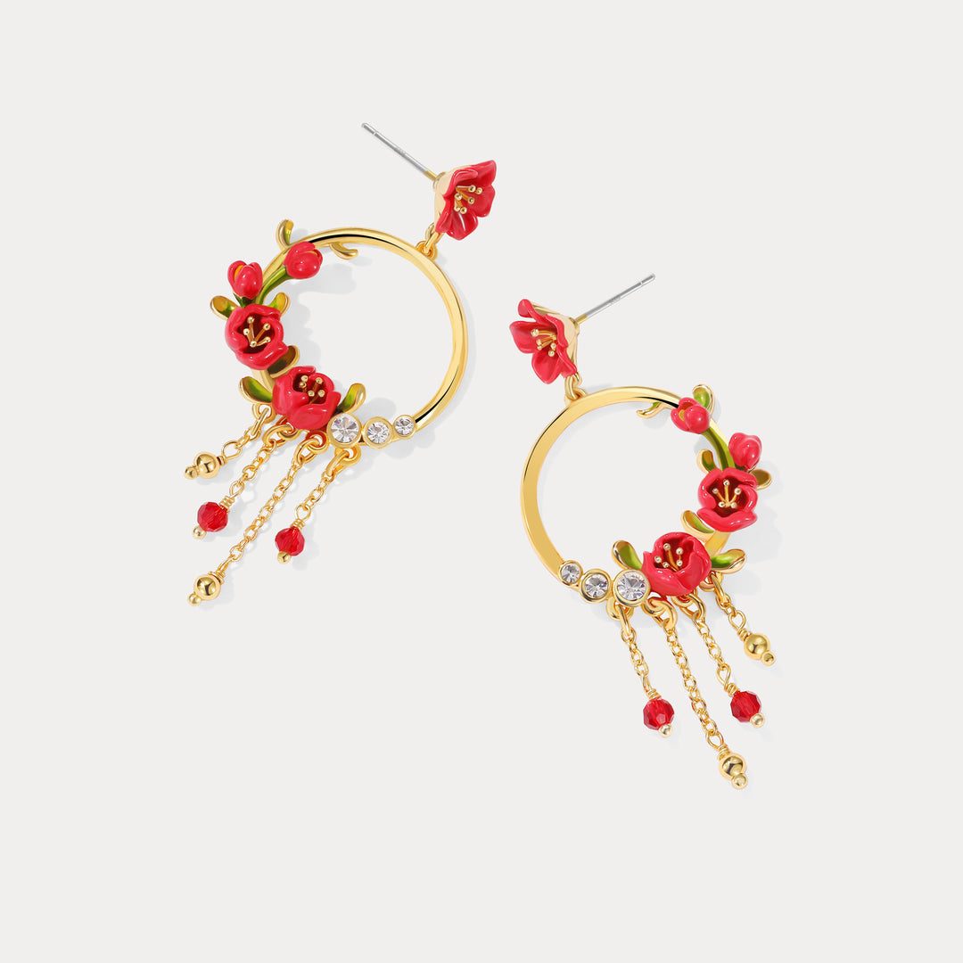 Begonia Flower Tassel Earrings