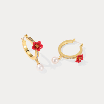 Begonia Flower Hoops Earrings