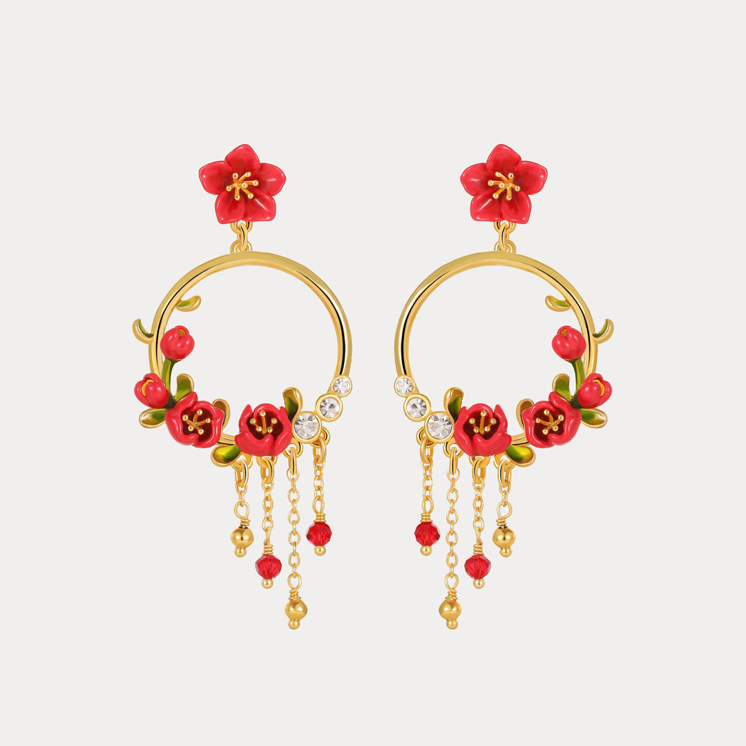 Begonia Flower Tassel Earrings