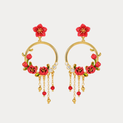 Begonia Flower Tassel Earrings