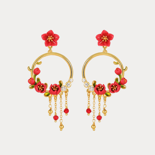 Begonia Flower Tassel Earrings