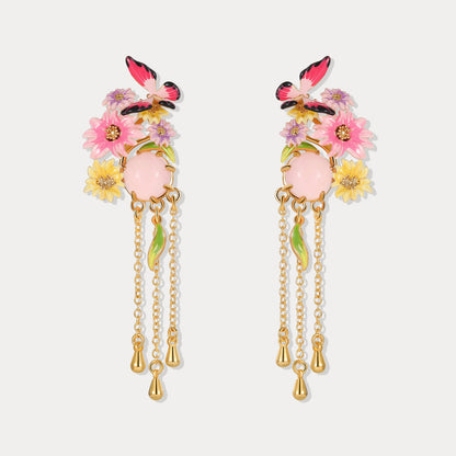 Butterfly Love Flower Tassel Earrings