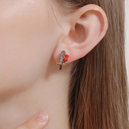 Cherry Bird Earrings