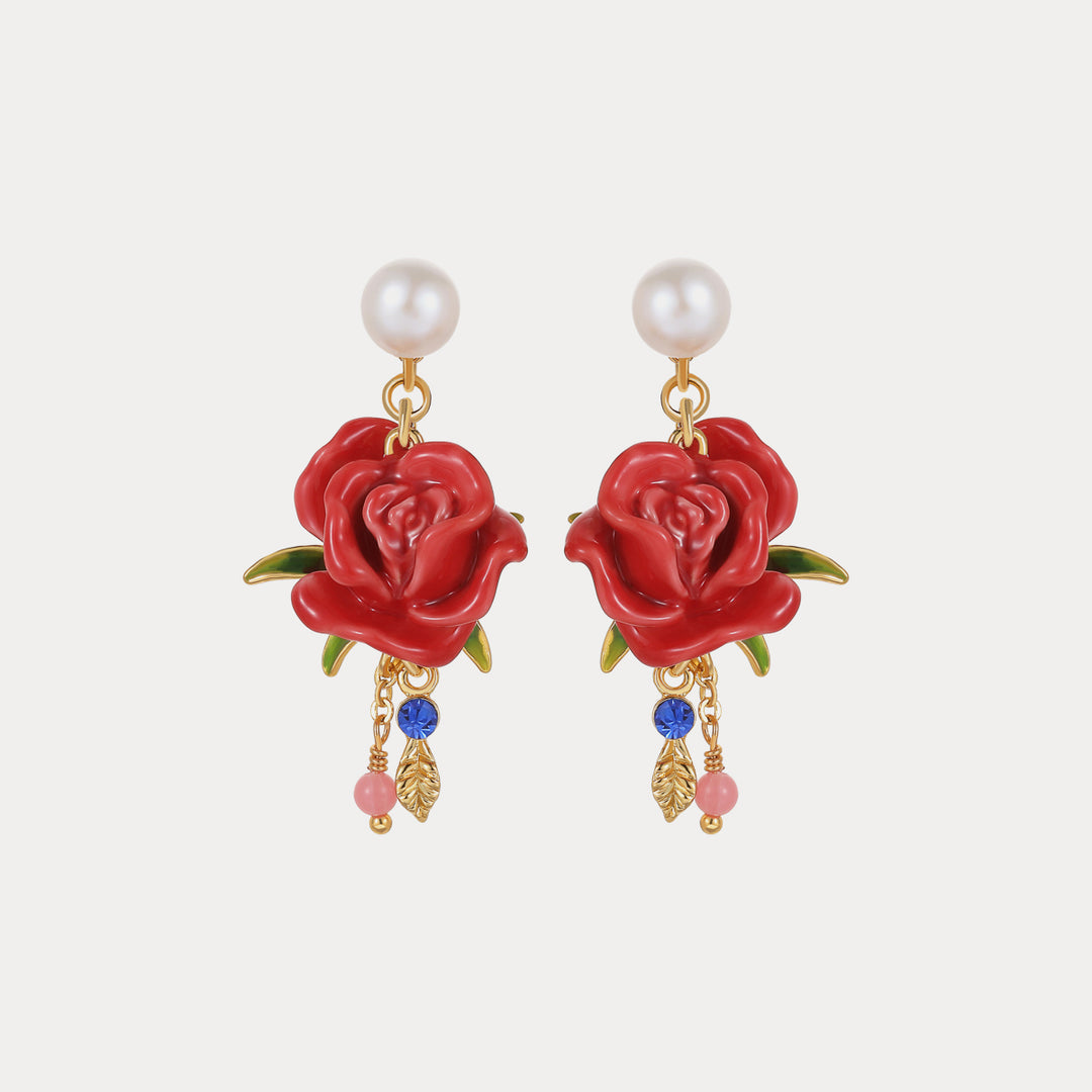 Red Rose Earrings