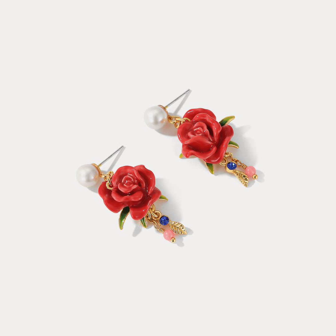 Red Rose Earrings