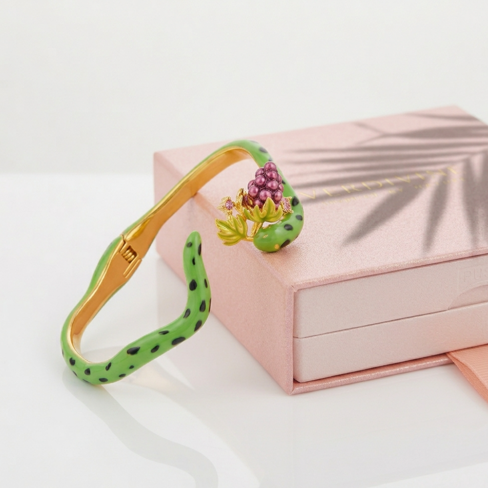 Snake and Grape Vine Cuff Bracelet