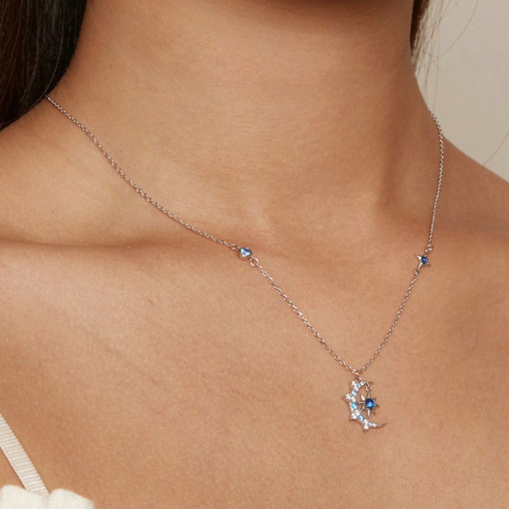 Moon & Eight-pointed Star Necklace