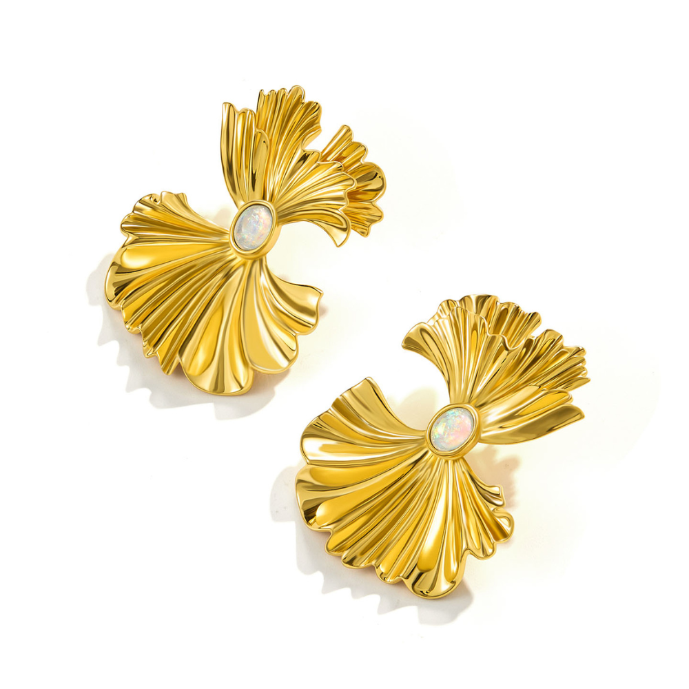 Gold Ginkgo Leaf Earrings