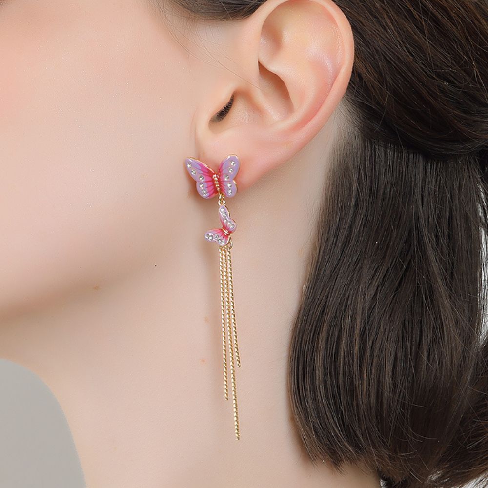 Forest Butterfly Tassel Earrings