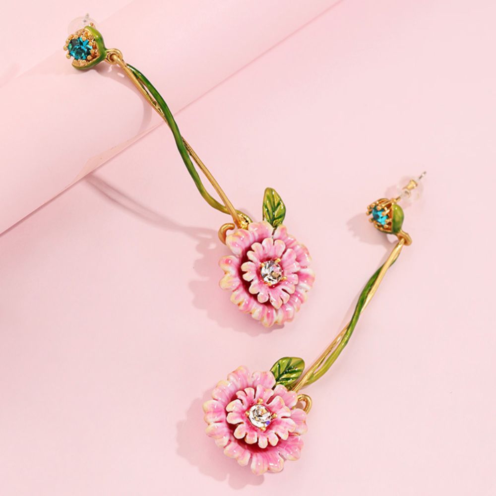 Pink Peony Earrings