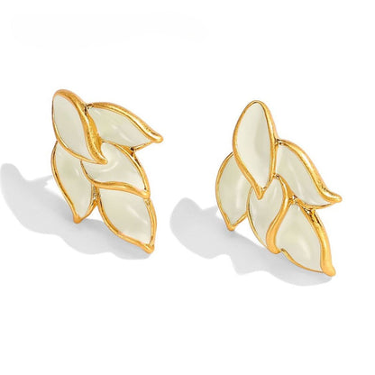 Golden Leaf Stud Earrings