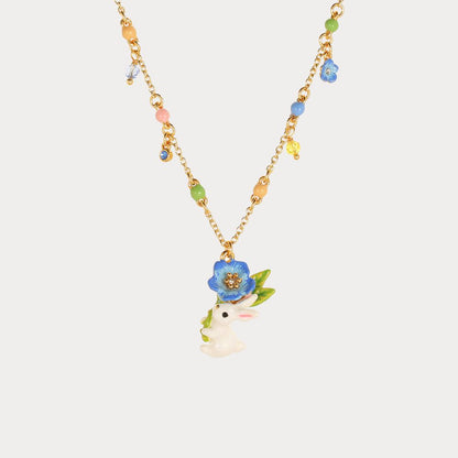 Cute Bunny With Flower Necklace