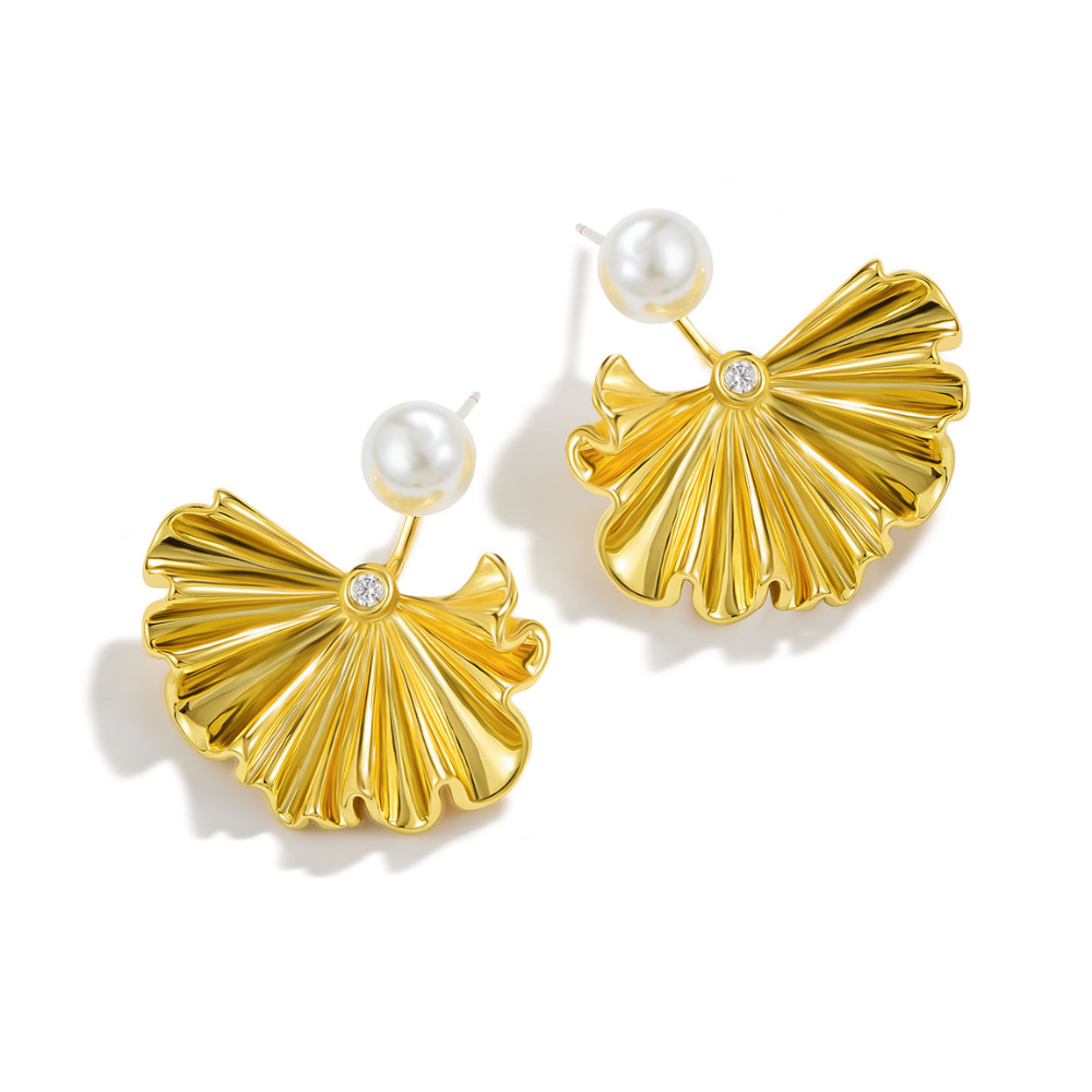 Gold Ginkgo Leaf Earrings