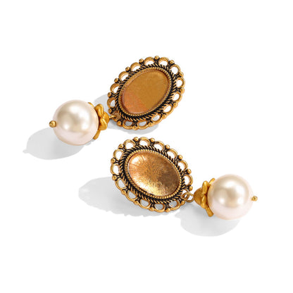 Vintage Lustrous Glazed Orb Earrings