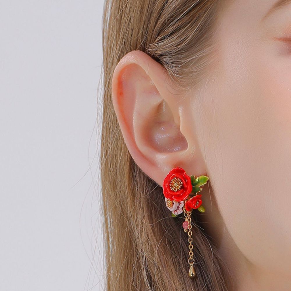 Corn Poppy Earring