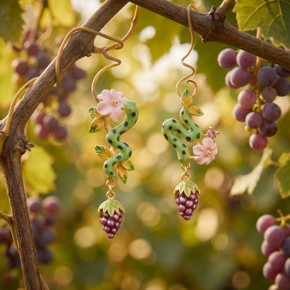Snake and Grape Vine Earrings