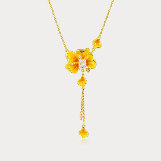 Golden Pansy Necklace