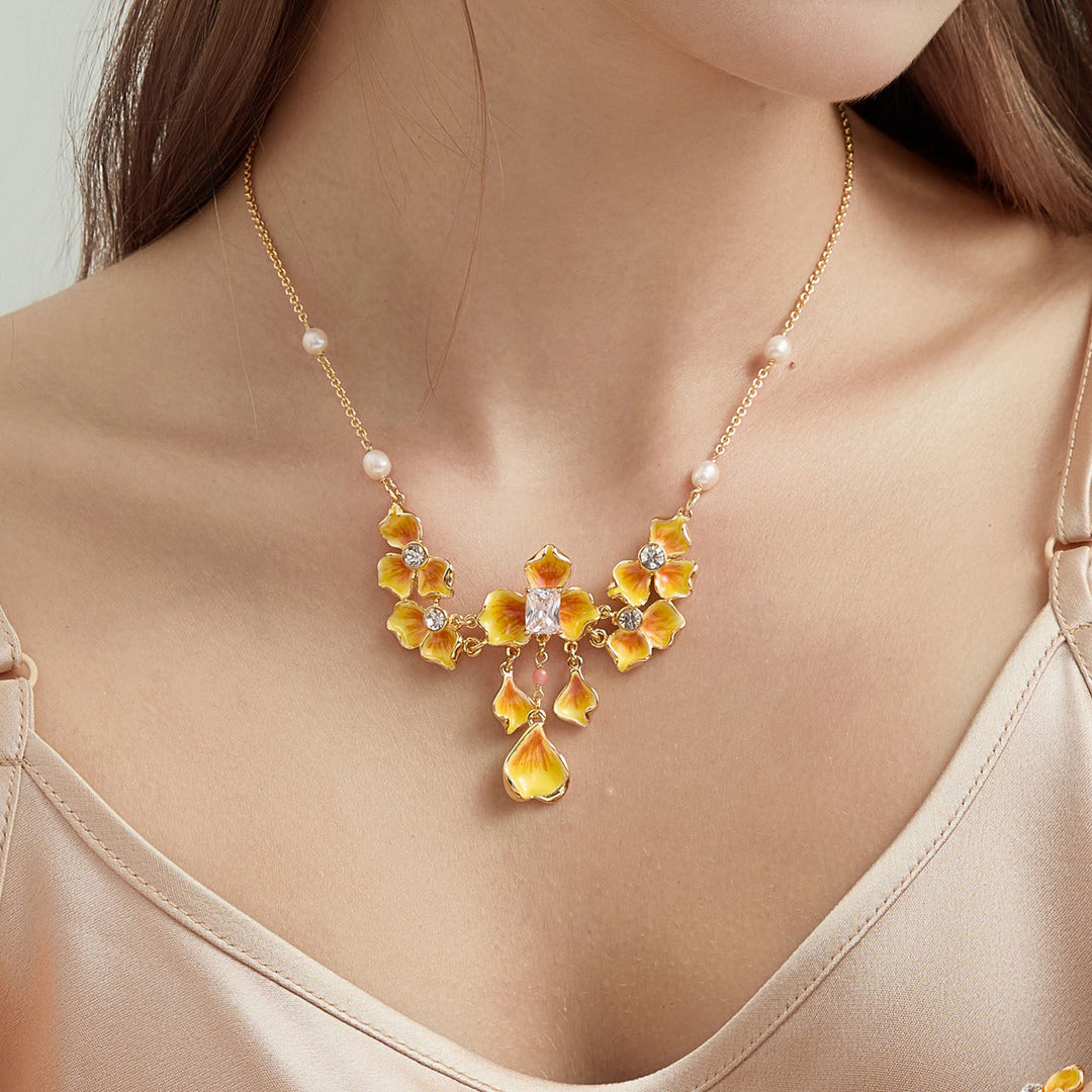 Golden Pansy Necklace