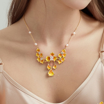 Golden Pansy Necklace