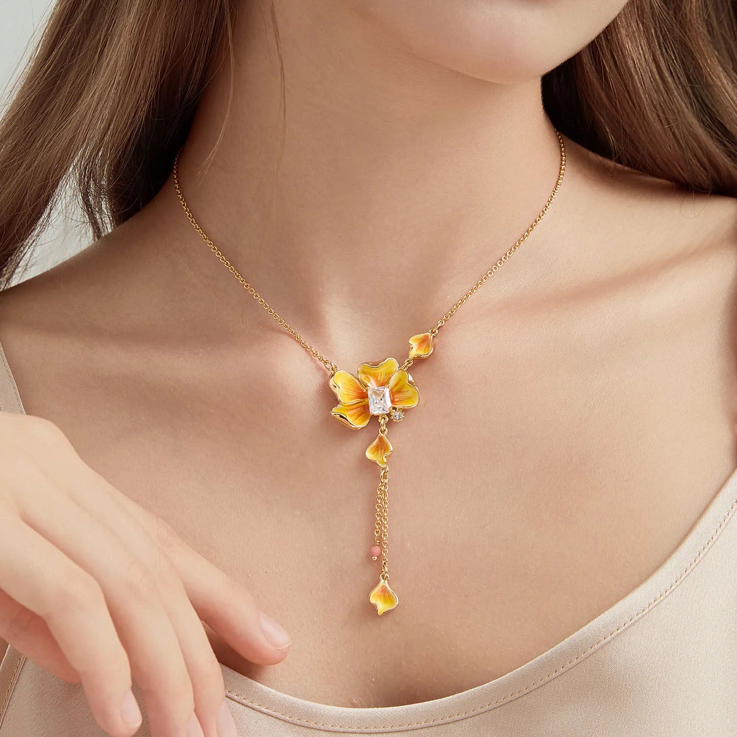 Golden Pansy Necklace
