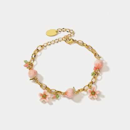 Peach Bracelet With Flower