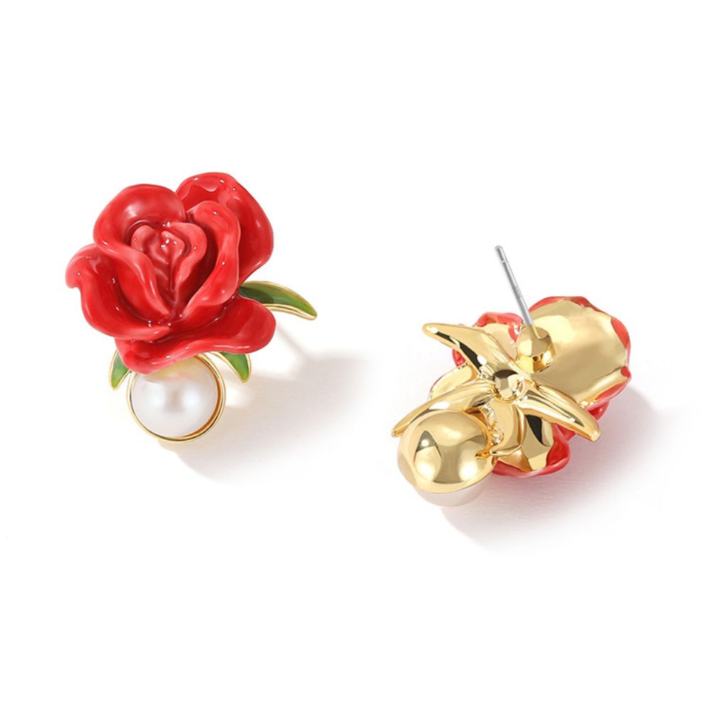 Red Rose Earrings