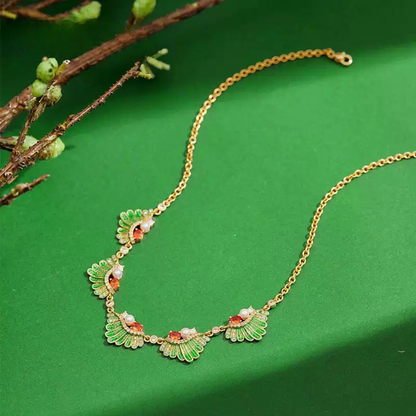 Emerald Feather Necklace