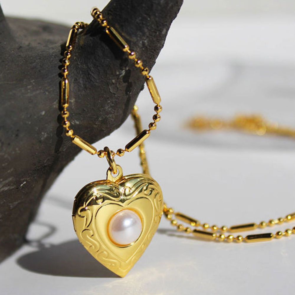 Gold Heart Locket Necklace