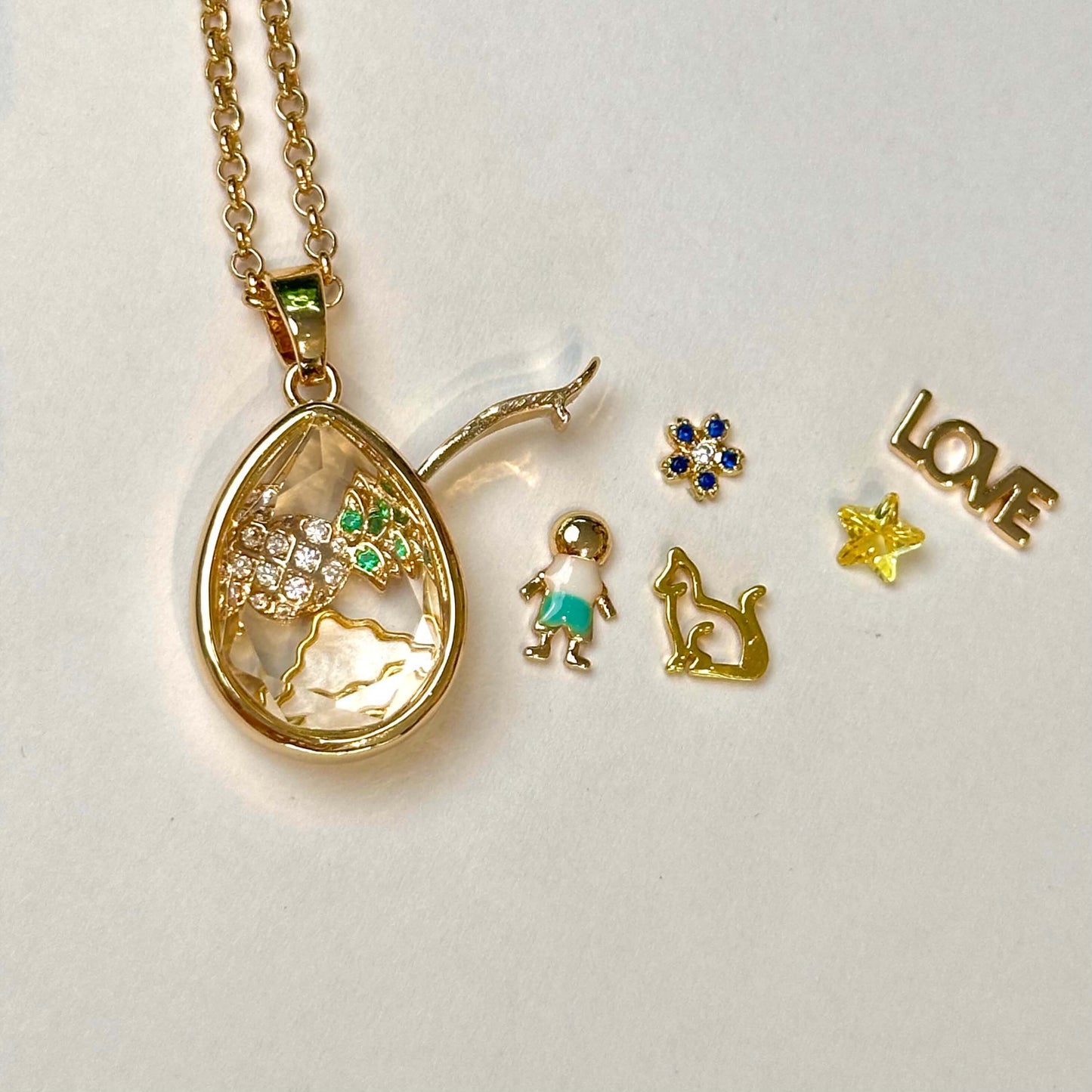 Personalized Waterdrop Charm Box Necklace