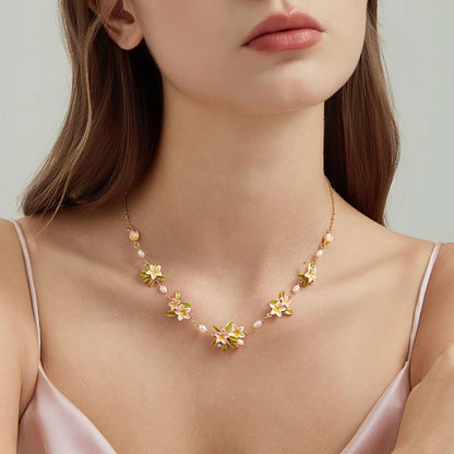 Plumeria Pearl Necklace