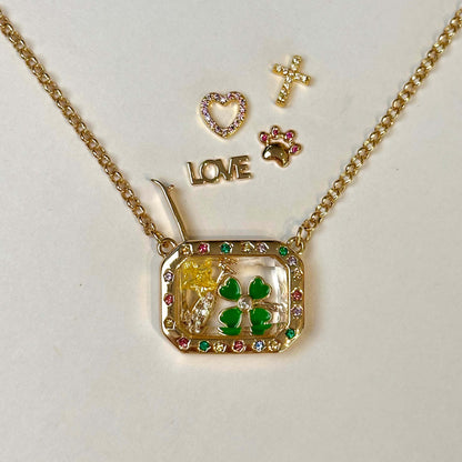 Personalized Rectangle Charm Box Necklace