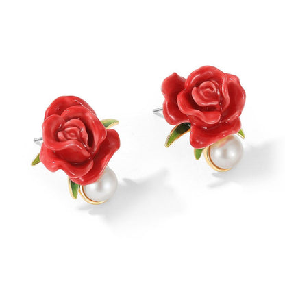 Red Rose Earrings