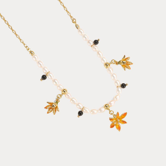 Blackberry Lily Pearl Necklace