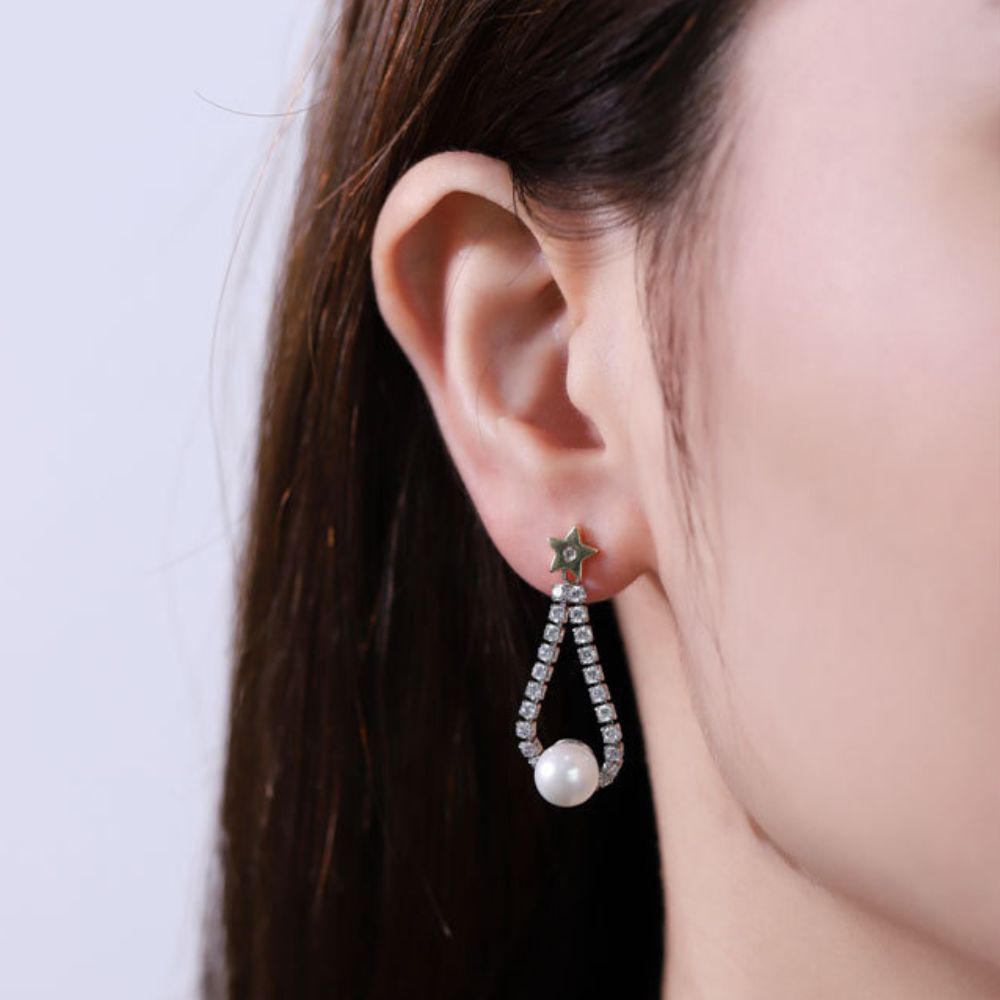 Moon Star Pearl Earrings