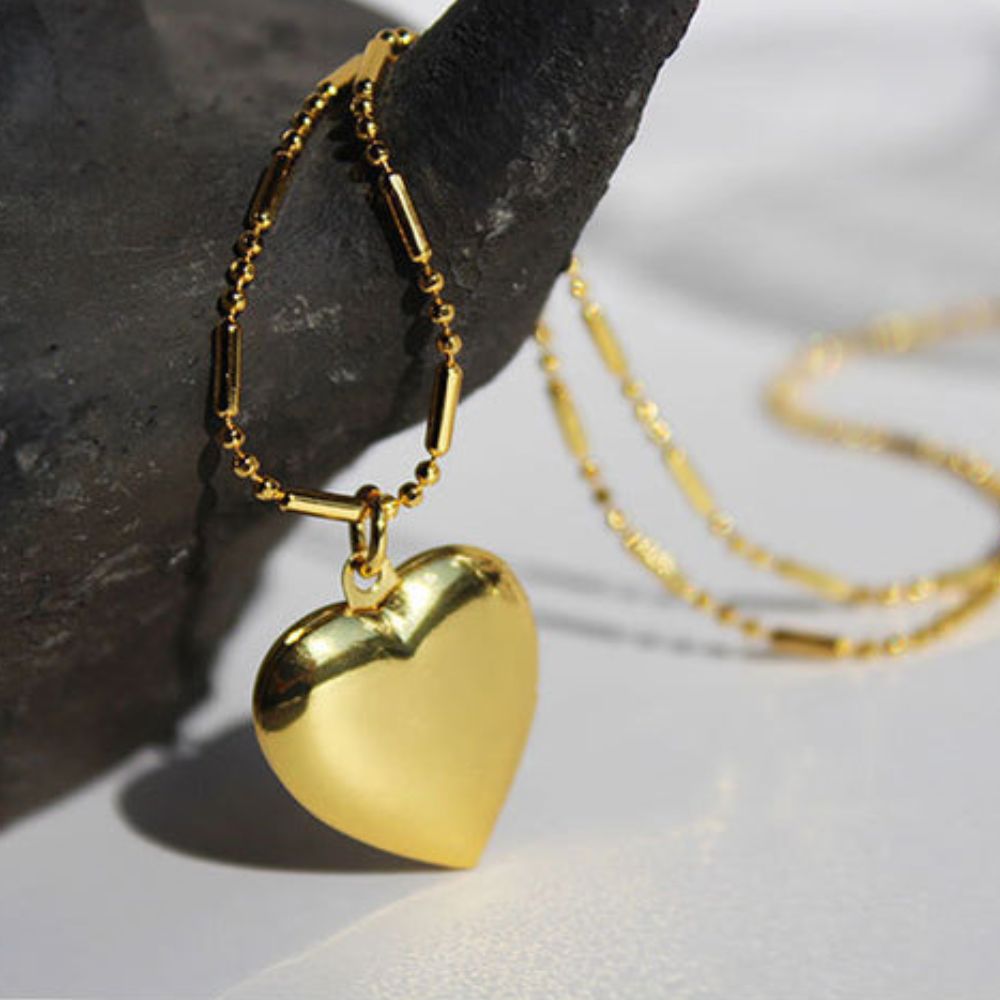 Gold Heart Locket Necklace