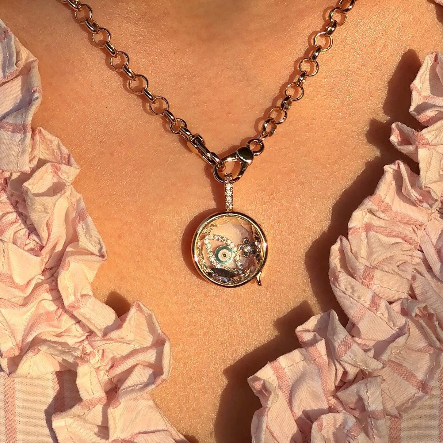 Personalized Round Charm Box Necklace