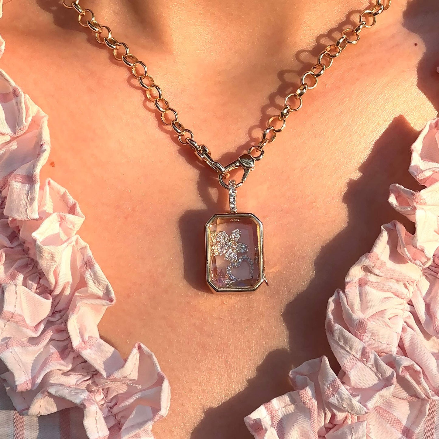 Personalized Octagon Charm Box Necklace