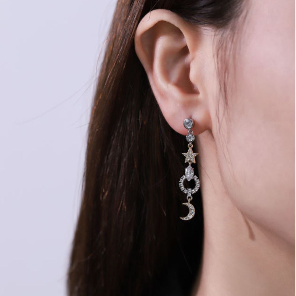 Moon Star Dangle Earrings