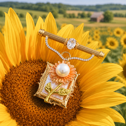 Oil Painting Sunflower Brooch