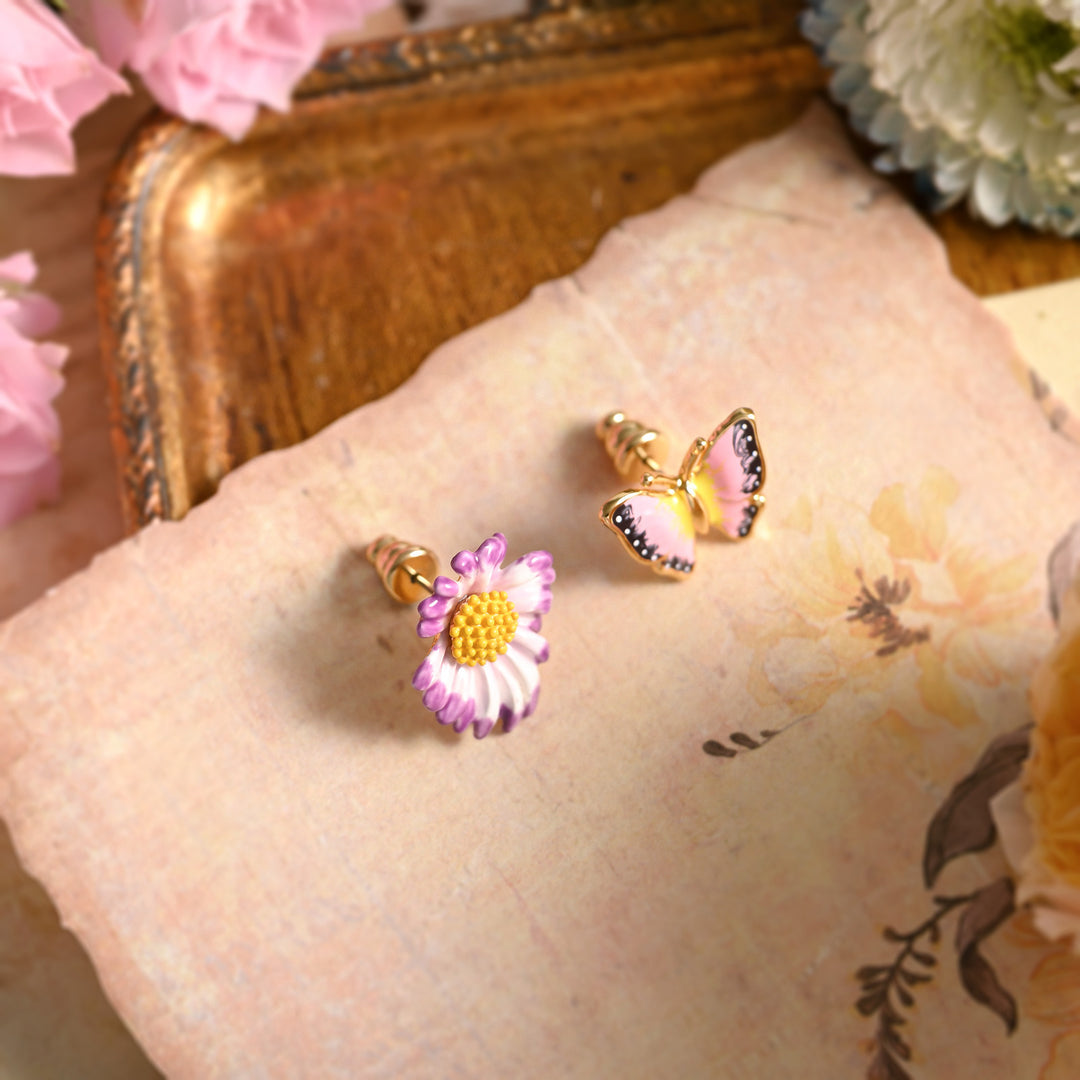 Daisy Butterfly Stud Earrings