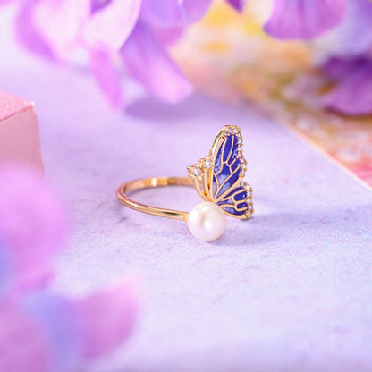 Half Butterfly Pearl Ring