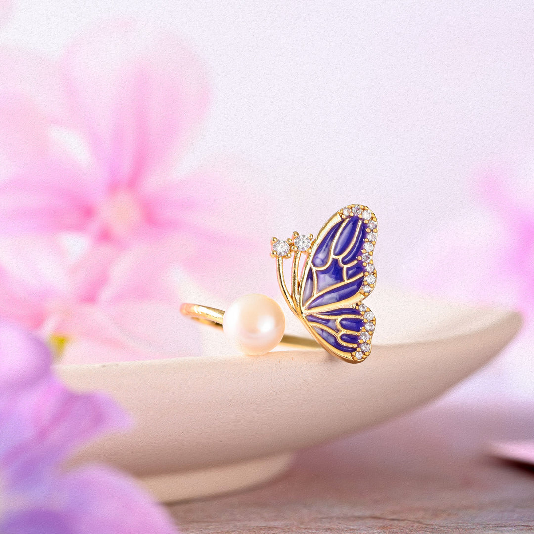 Half Butterfly Pearl Ring