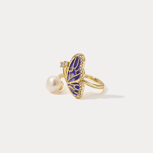 Half Butterfly Pearl Ring