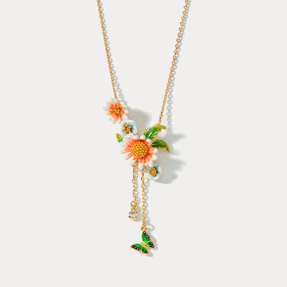 Daisy Green Butterfly Necklace