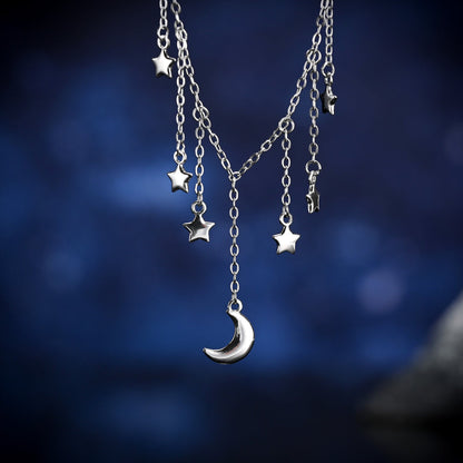 Moon and Star Tassel Necklace