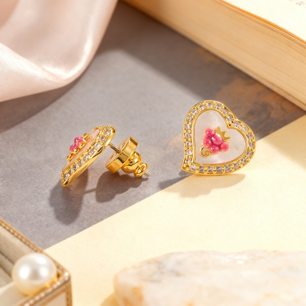 Grape Heart Halo Earrings