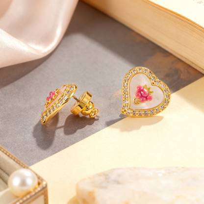 Grape Heart Halo Earrings