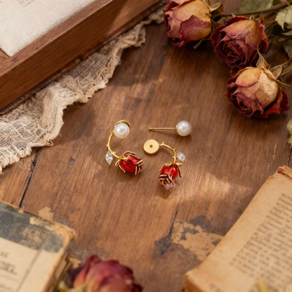 Rose Pearl Stud Earrings